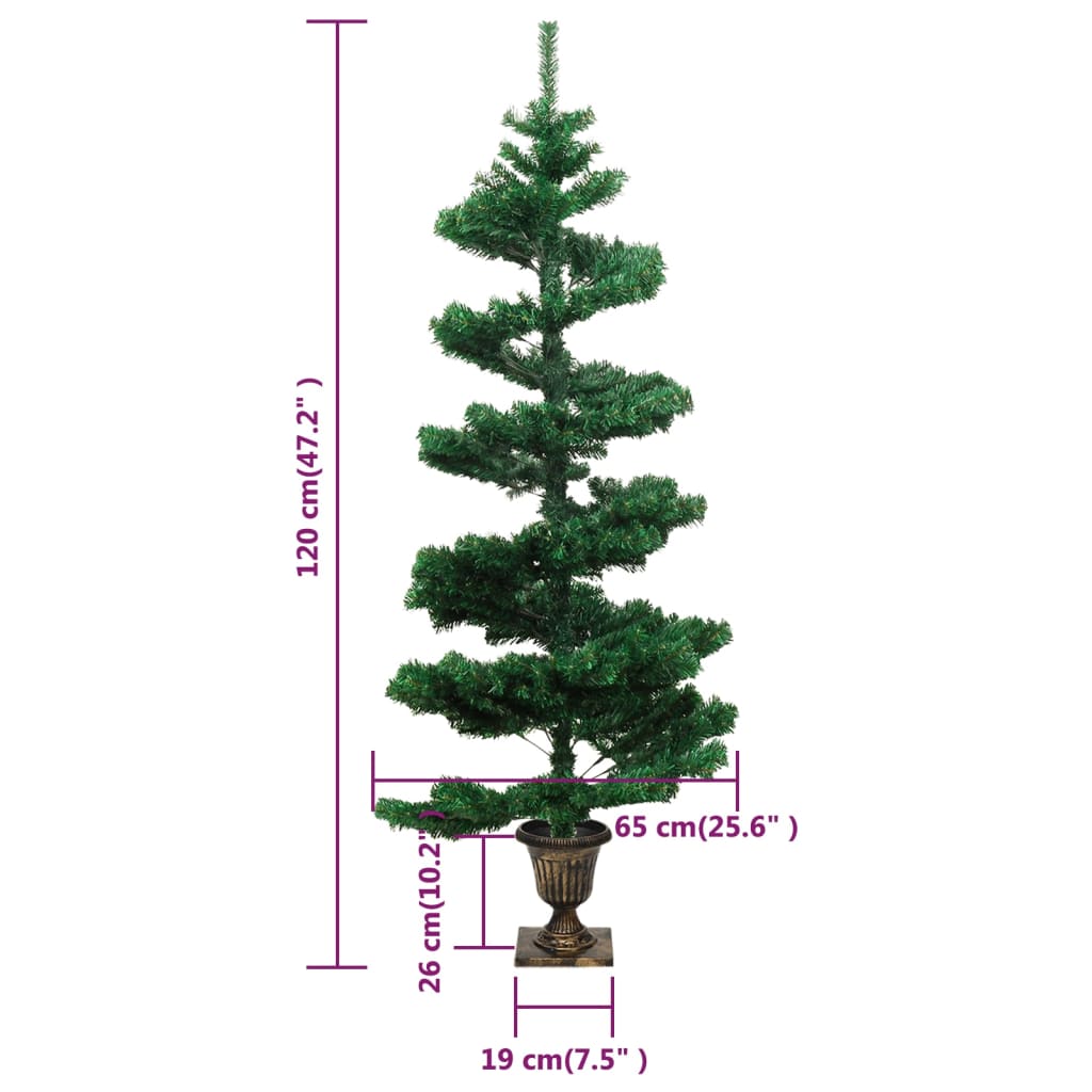 Spiral-Weihnachtsbaum Mit Beleuchtung Und Topf 120 Cm Grün