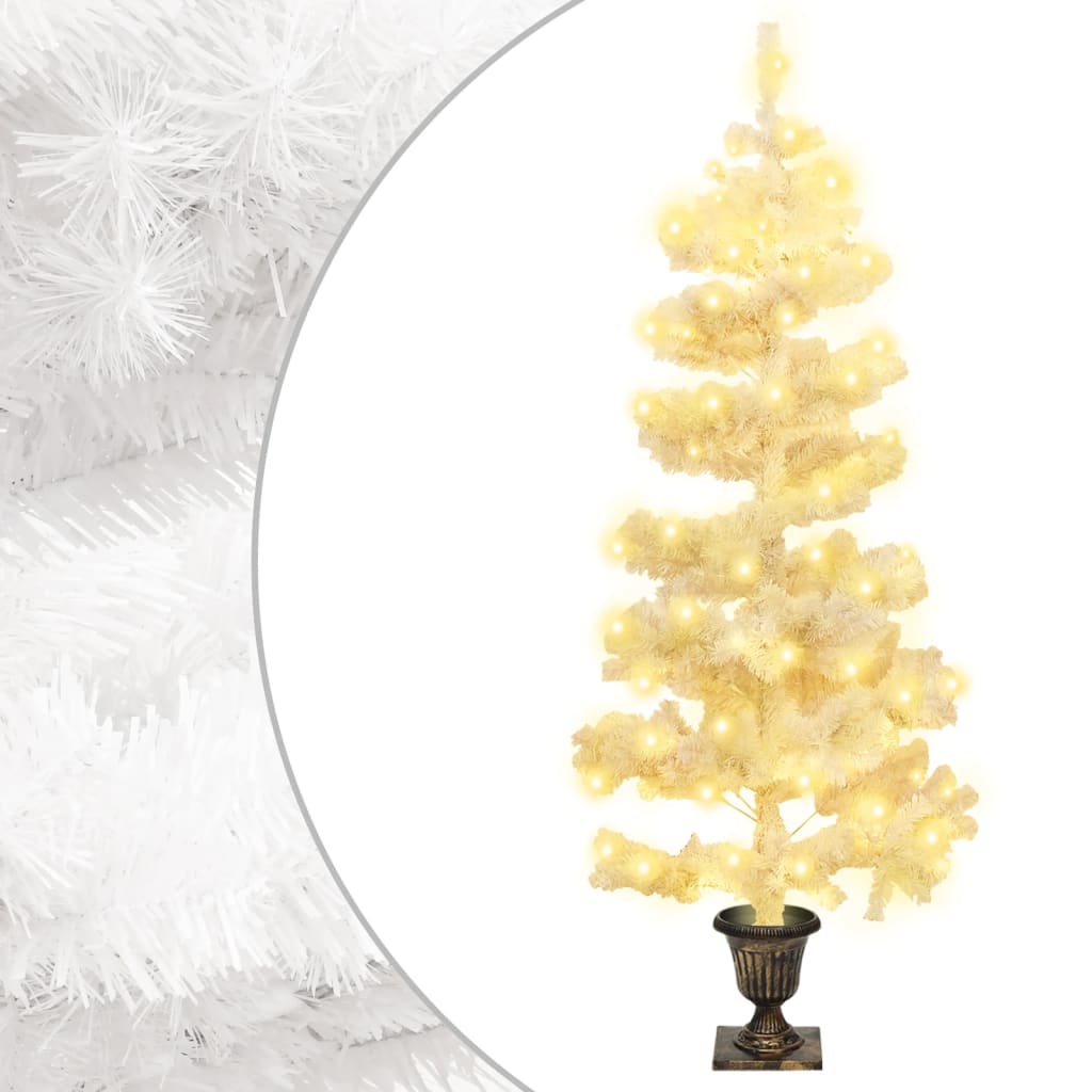 Spiral-Weihnachtsbaum Mit Beleuchtung Und Topf 120 Cm Weiß