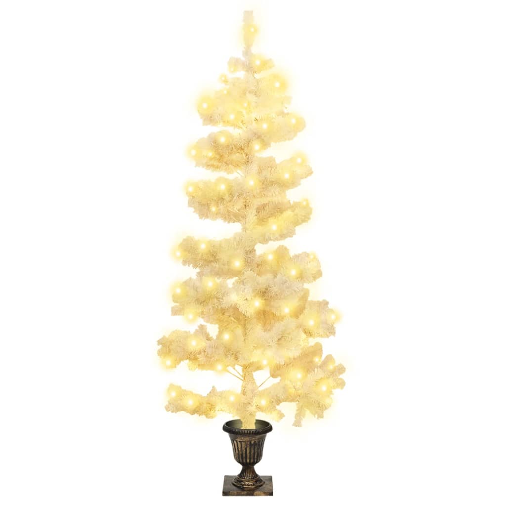 Spiral-Weihnachtsbaum Mit Beleuchtung Und Topf 120 Cm Weiß
