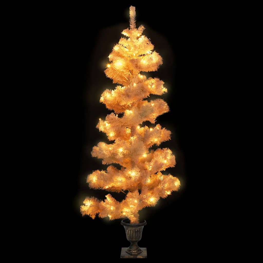 Spiral-Weihnachtsbaum Mit Beleuchtung Und Topf 120 Cm Weiß