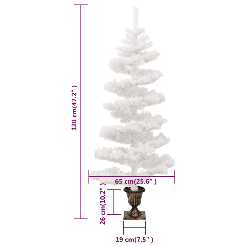 Spiral-Weihnachtsbaum Mit Beleuchtung Und Topf 120 Cm Weiß