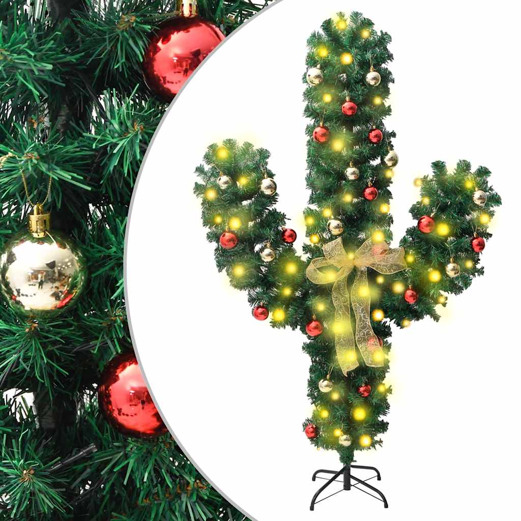 Weihnachtsdeko Kaktus Mit Ständer Und Led Grün Pvc Warmweiß