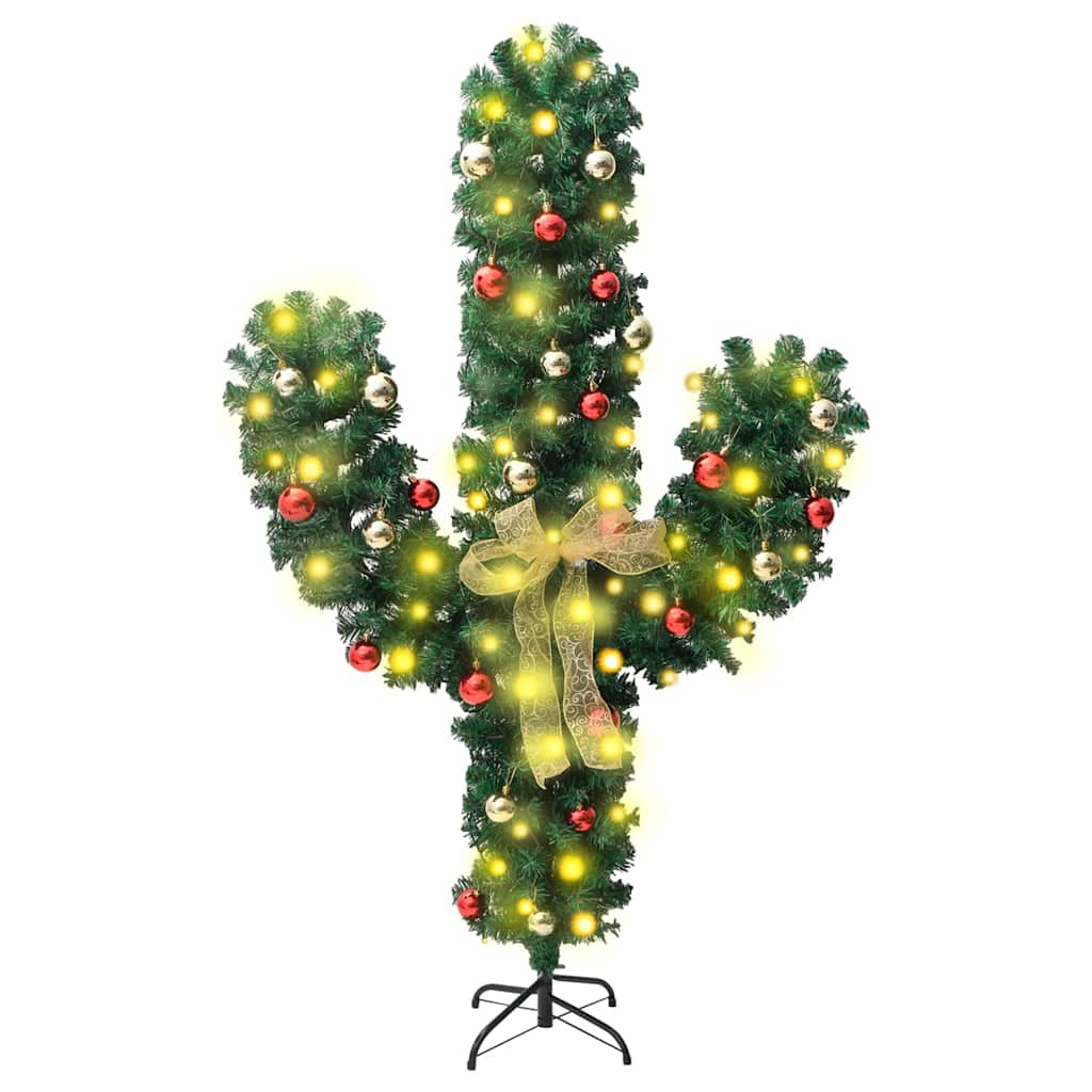 Weihnachtsdeko Kaktus Mit Ständer Und Led Grün Pvc Warmweiß
