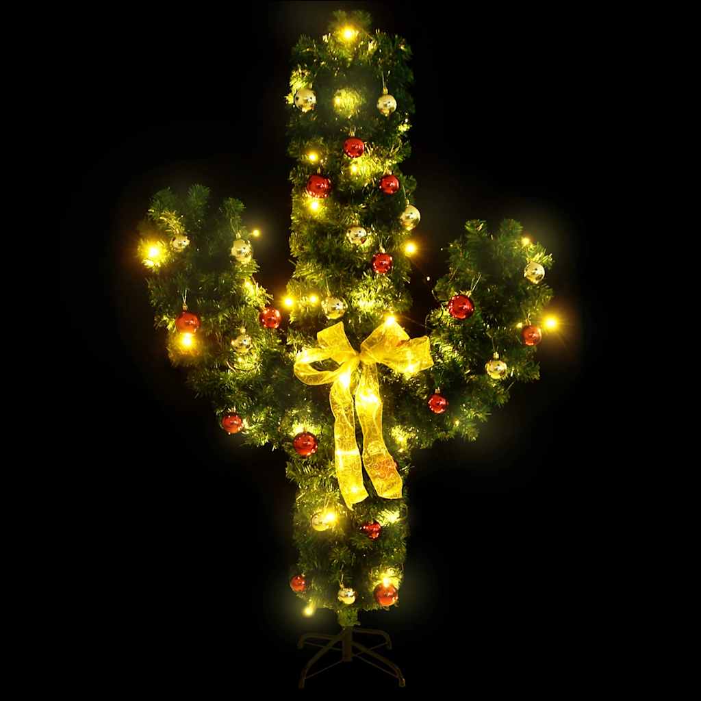 Weihnachtsdeko Kaktus Mit Ständer Und Led Grün Pvc Warmweiß