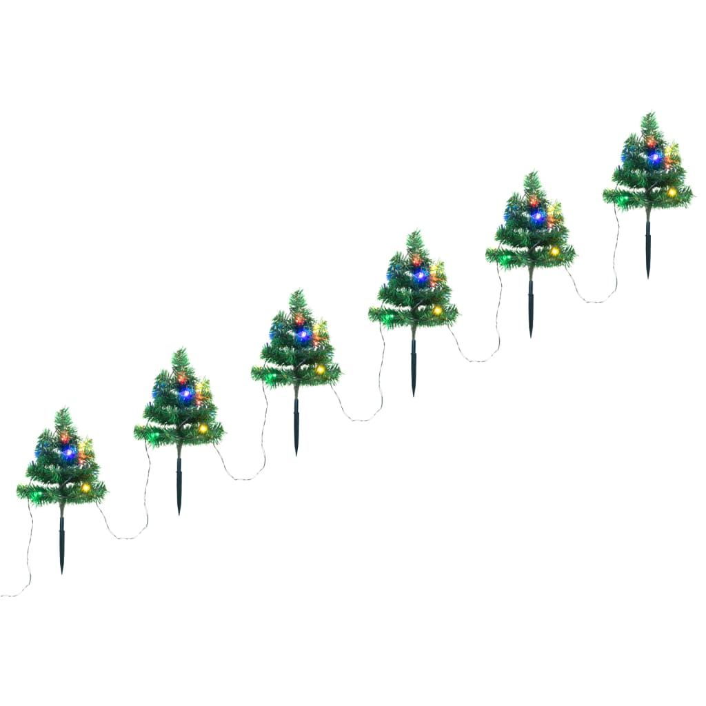 Wegbeleuchtung Weihnachtsbäume 6 Stk. Leds 45 Cm Pvc Mehrfarbig