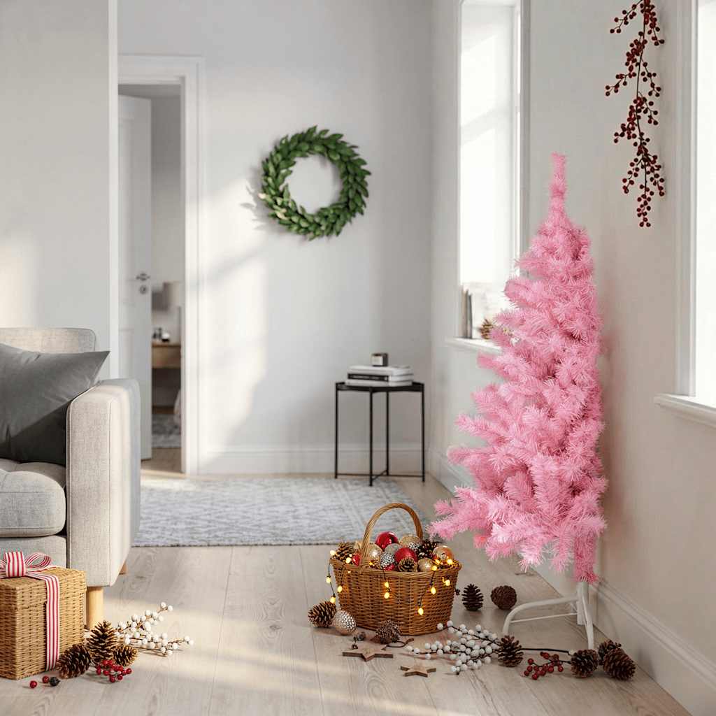Künstlicher Halb-Weihnachtsbaum Mit Ständer 150 Cm Pvc Rosa