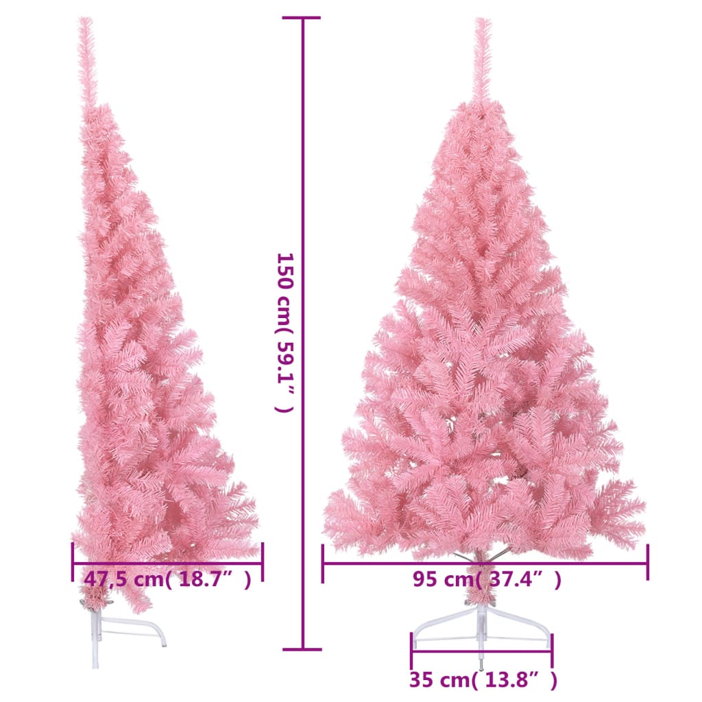 Künstlicher Halb-Weihnachtsbaum Mit Ständer 150 Cm Pvc Rosa