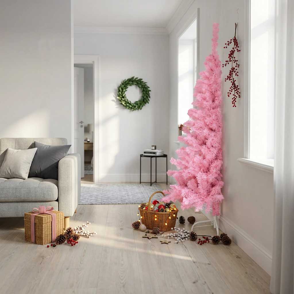 Künstlicher Halb-Weihnachtsbaum Mit Ständer 150 Cm Pvc Rosa