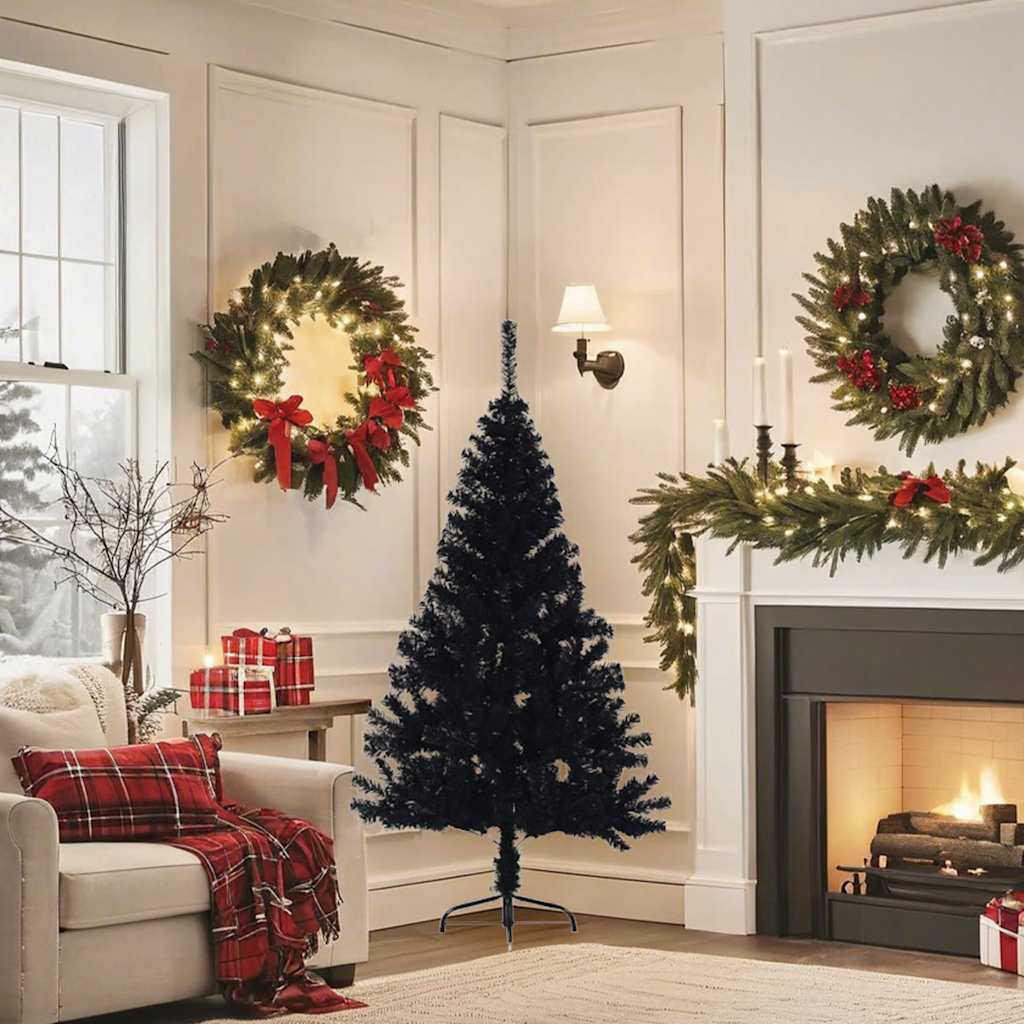 Künstlicher Halb-Weihnachtsbaum Mit Ständer 150 Cm Pvc Schwarz