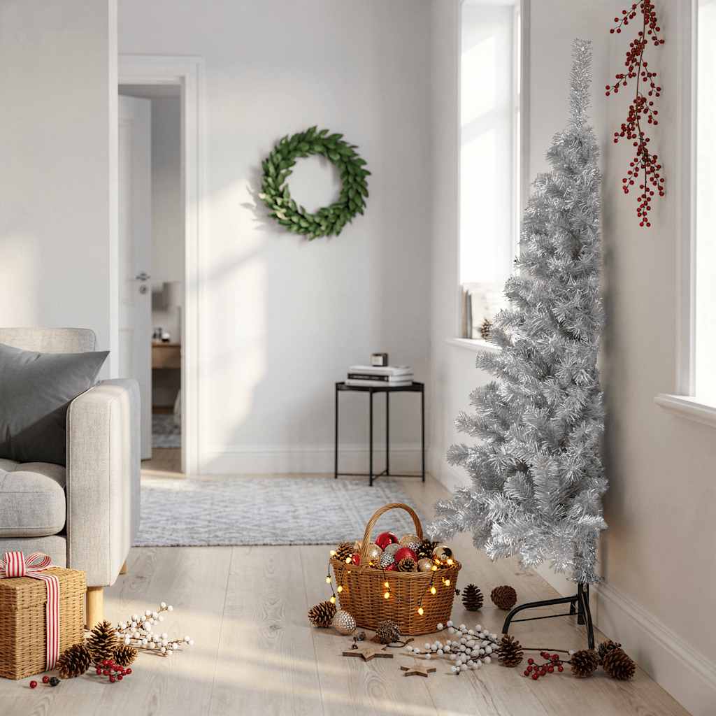 Künstlicher Weihnachtsbaum Mit Ständer 240 Cm Pet Silber
