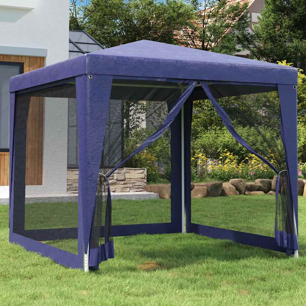 Partyzelt Mit 4 Mesh-Seitenwänden Hdpe Blau