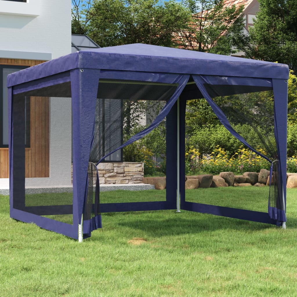 Partyzelt Mit 4 Mesh-Seitenwänden Hdpe Blau