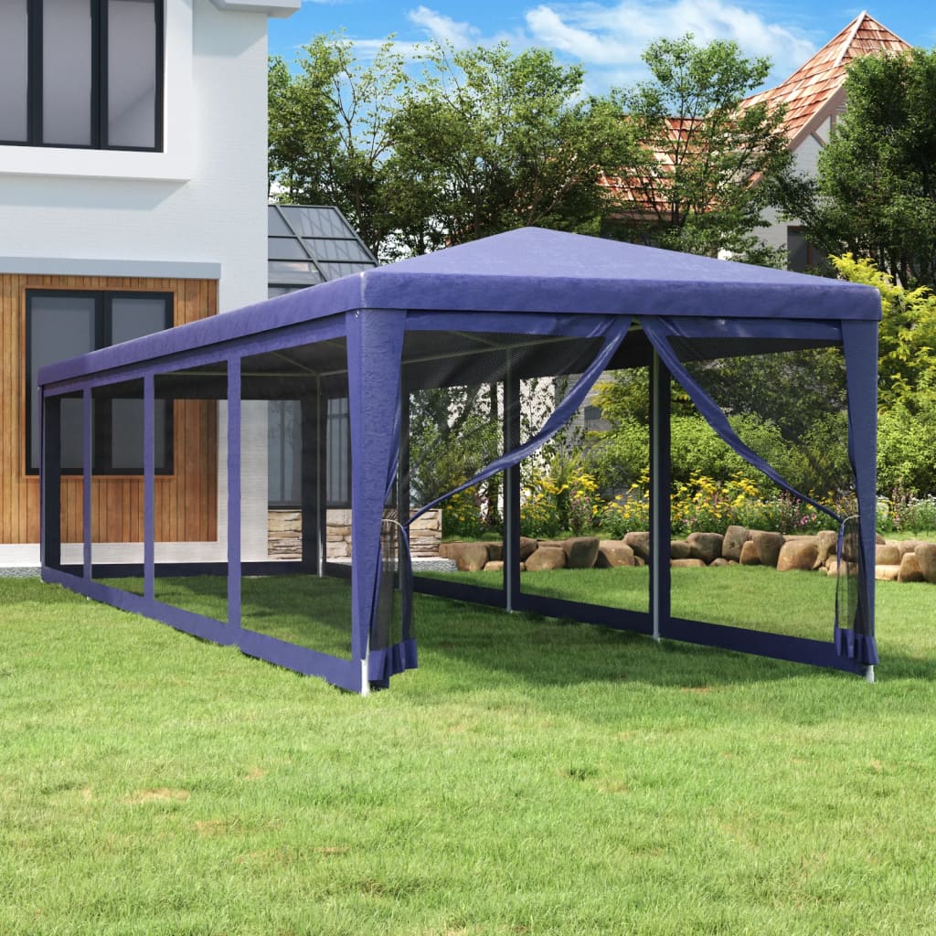 Partyzelt Mit 4 Mesh-Seitenwänden Hdpe Blau