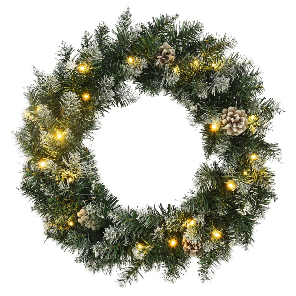 Weihnachtskranz Mit Led-Leuchten Grün 60 Cm Pvc