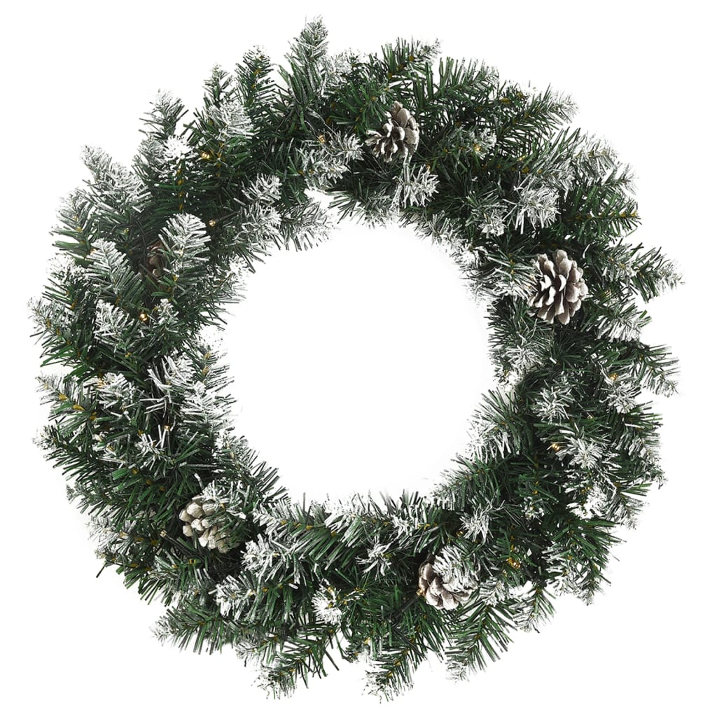 Weihnachtskranz Mit Led-Leuchten Grün 60 Cm Pvc