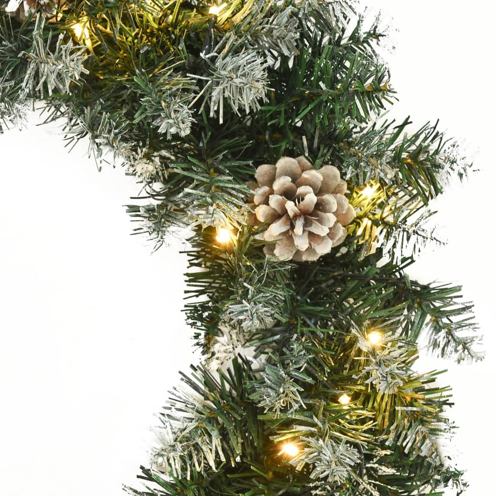 Weihnachtskranz Mit Led-Leuchten Grün 60 Cm Pvc