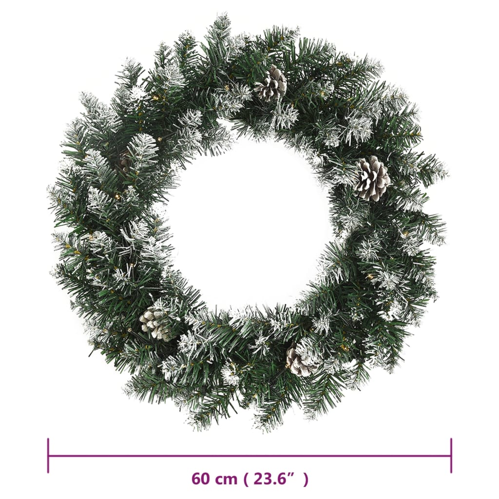 Weihnachtskranz Mit Led-Leuchten Grün 60 Cm Pvc