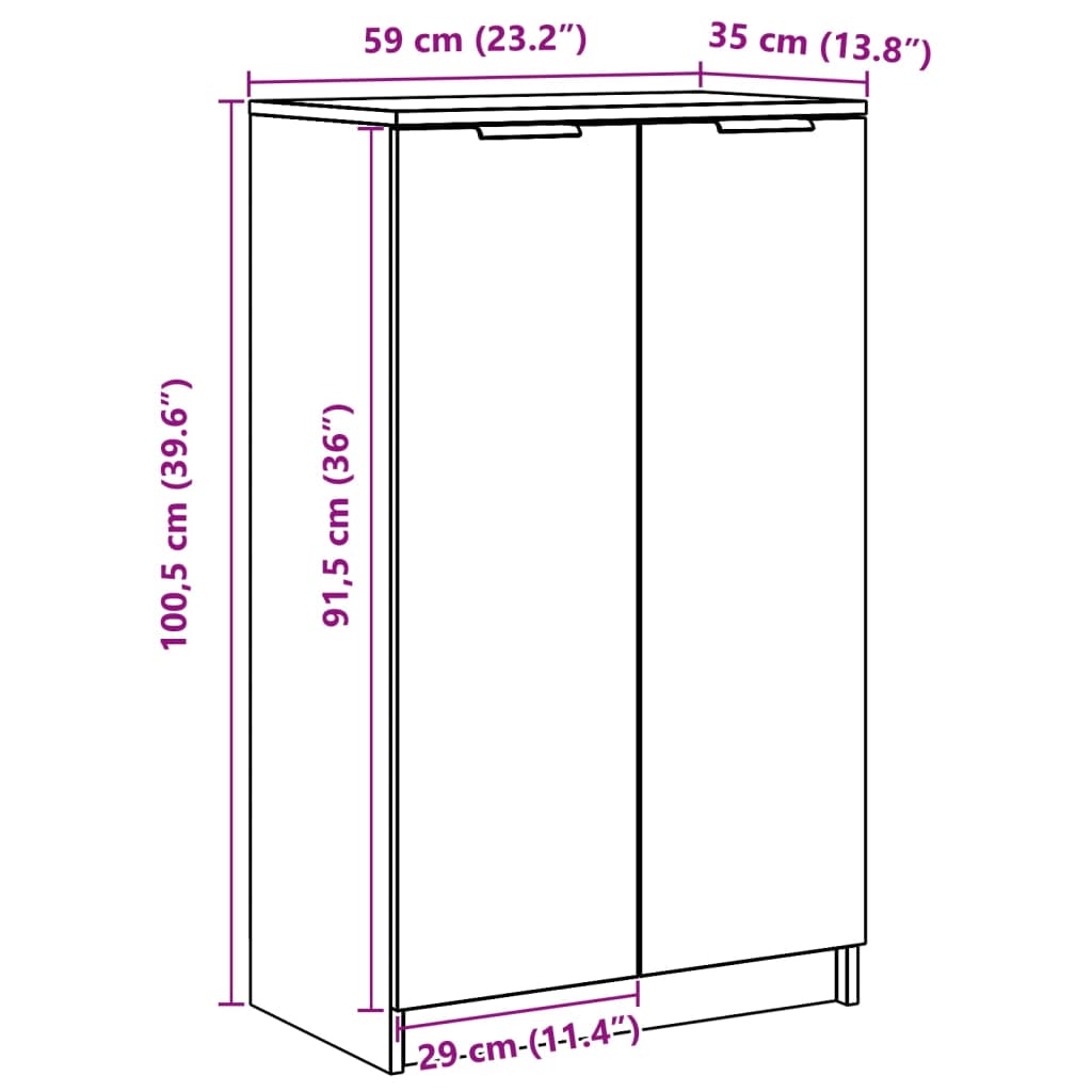 Schuhschrank 59X35X100,5 Cm Holzwerkstoff Weiß