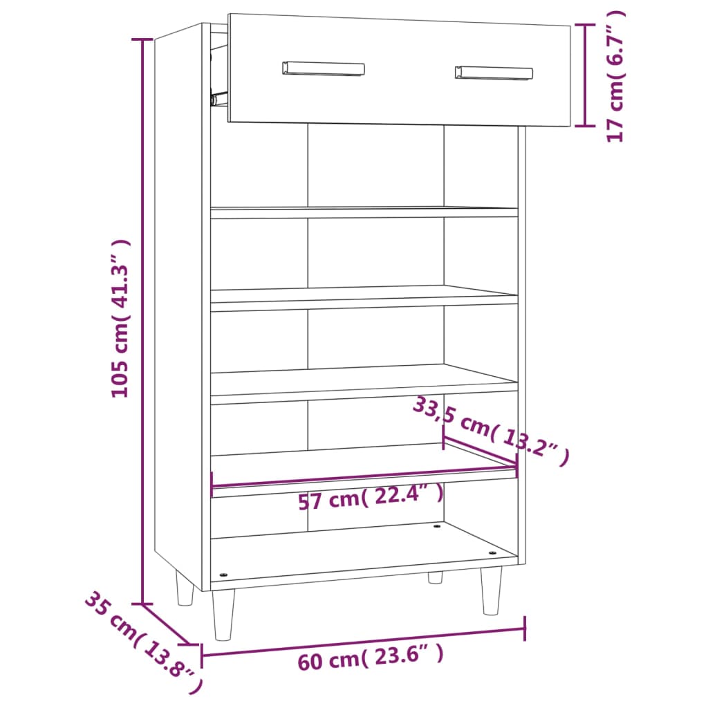 Schuhschrank 60X35X105 Cm Holzwerkstoff Betongrau