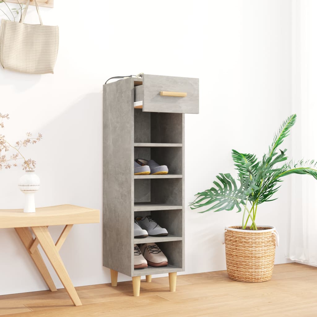 Schuhschrank 30X35X105 Cm Holzwerkstoff Betongrau