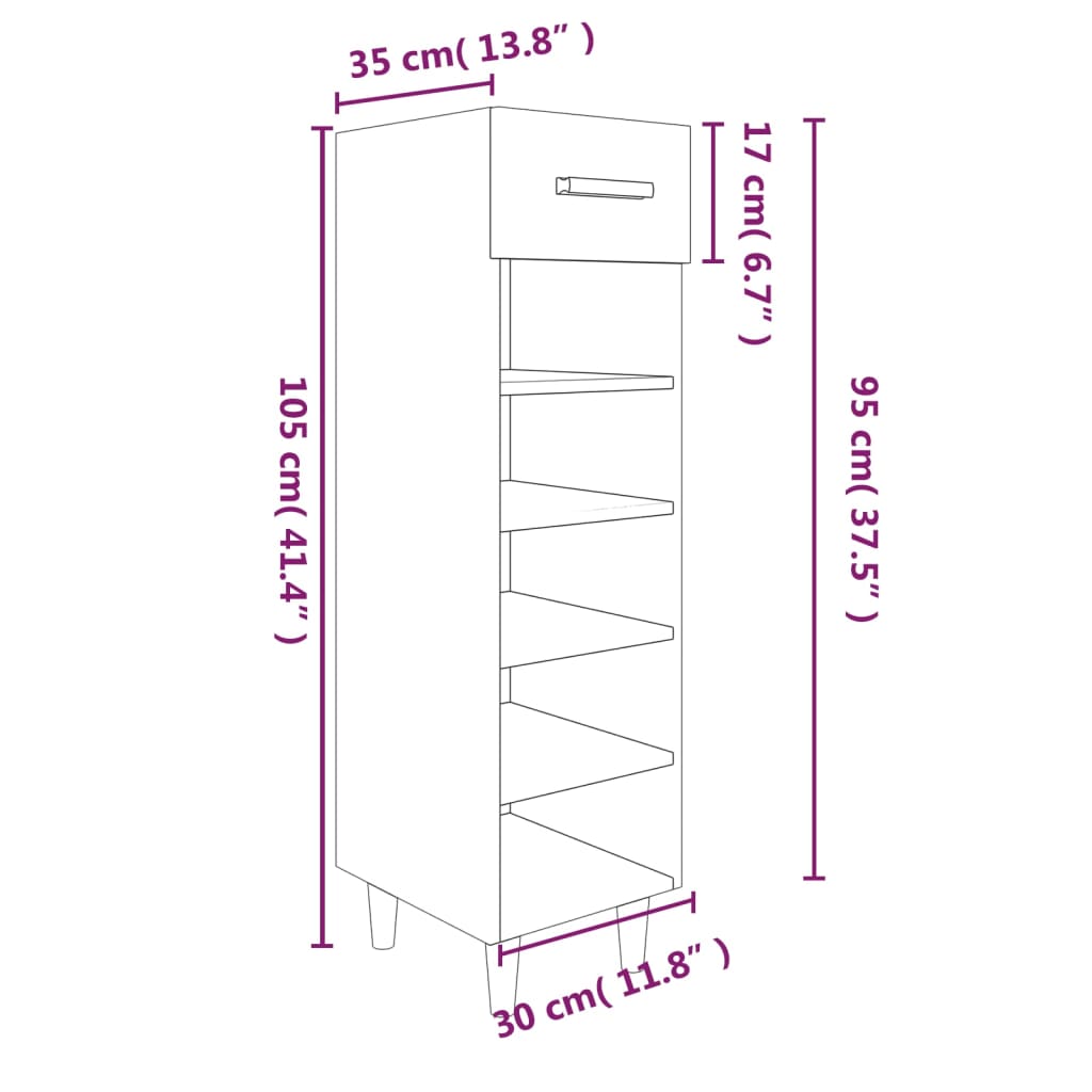 Schuhschrank 30X35X105 Cm Holzwerkstoff Betongrau