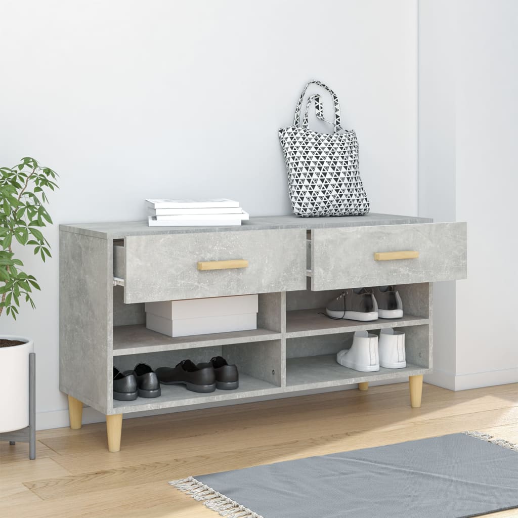 Schuhschrank 102X35X55 Cm Holzwerkstoff Betongrau
