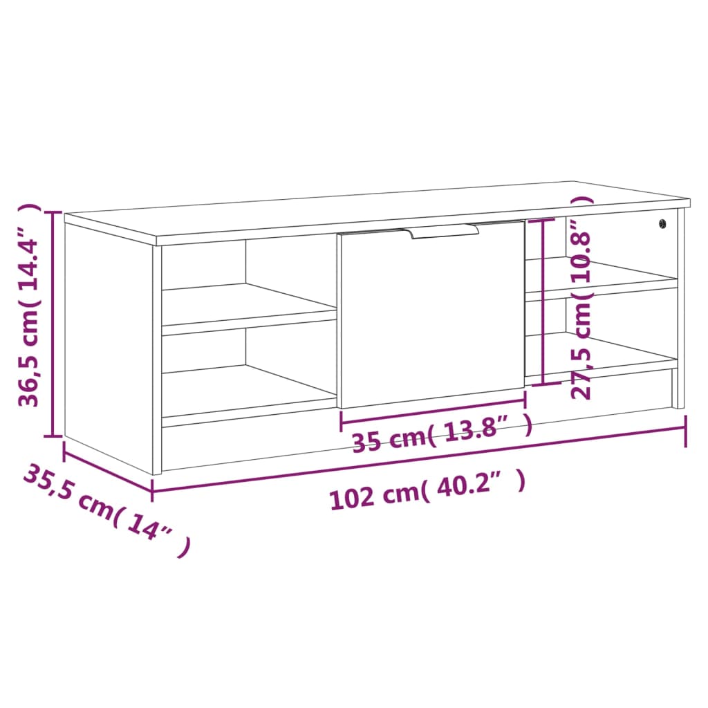 Tv-Schrank 102X35,5X36,5 Cm Holzwerkstoff