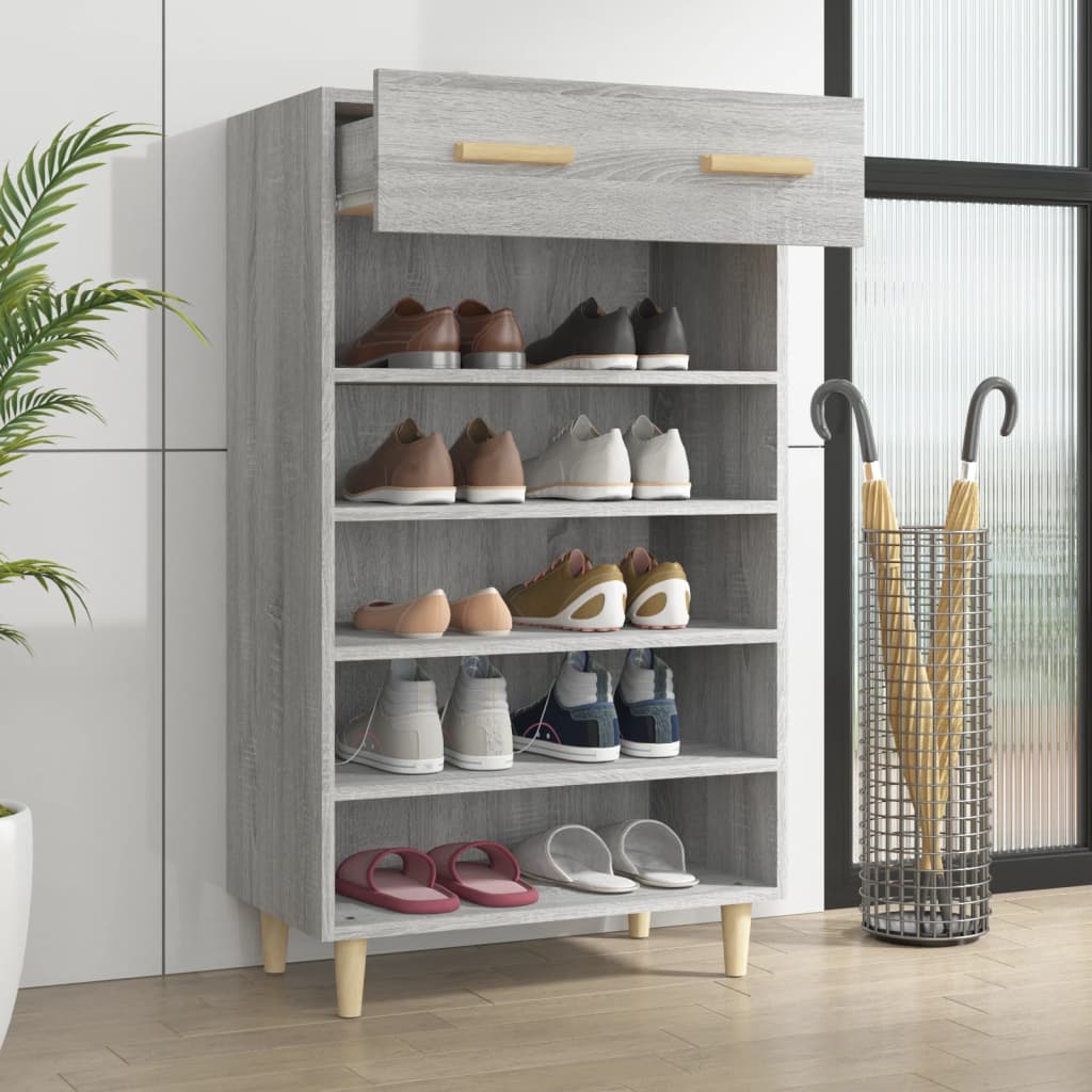 Schuhschrank 60X35X105 Cm Holzwerkstoff Grau Sonoma