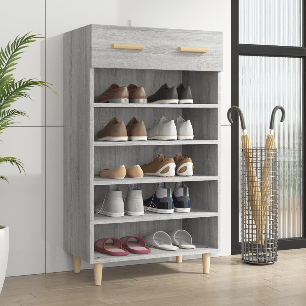 Schuhschrank 60X35X105 Cm Holzwerkstoff Grau Sonoma