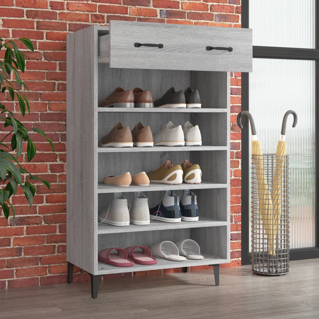 Schuhschrank 60X35X105 Cm Holzwerkstoff Grau Sonoma