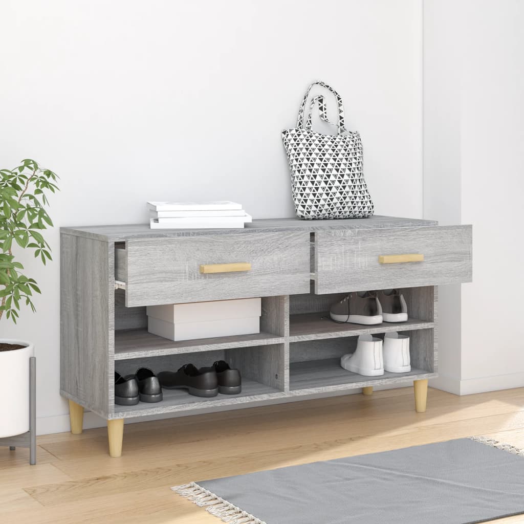 Schuhschrank 102X35X55 Cm Holzwerkstoff Grau Sonoma