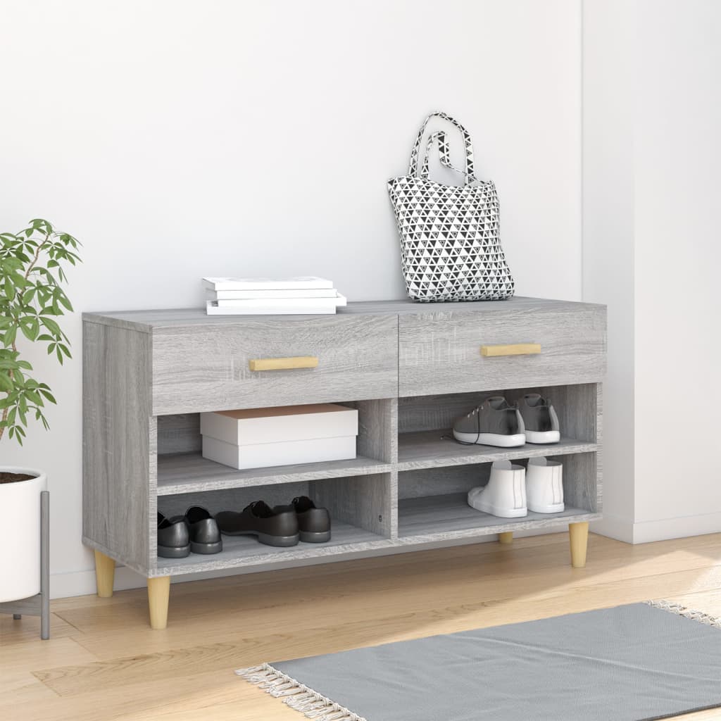 Schuhschrank 102X35X55 Cm Holzwerkstoff Grau Sonoma