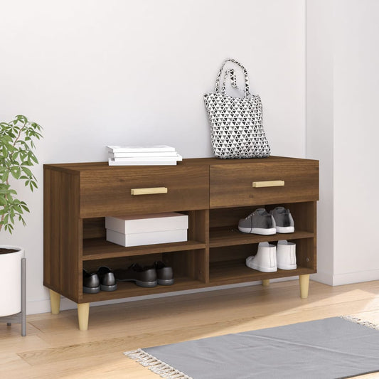 Schuhschrank Braun Eichen-Optik 102X35X55 Cm Holzwerkstoff Braune Eiche