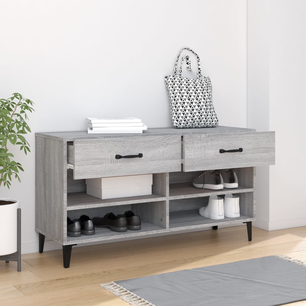Schuhschrank 102X35X55 Cm Holzwerkstoff Grau Sonoma