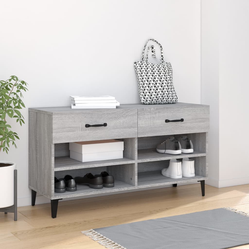 Schuhschrank 102X35X55 Cm Holzwerkstoff Grau Sonoma