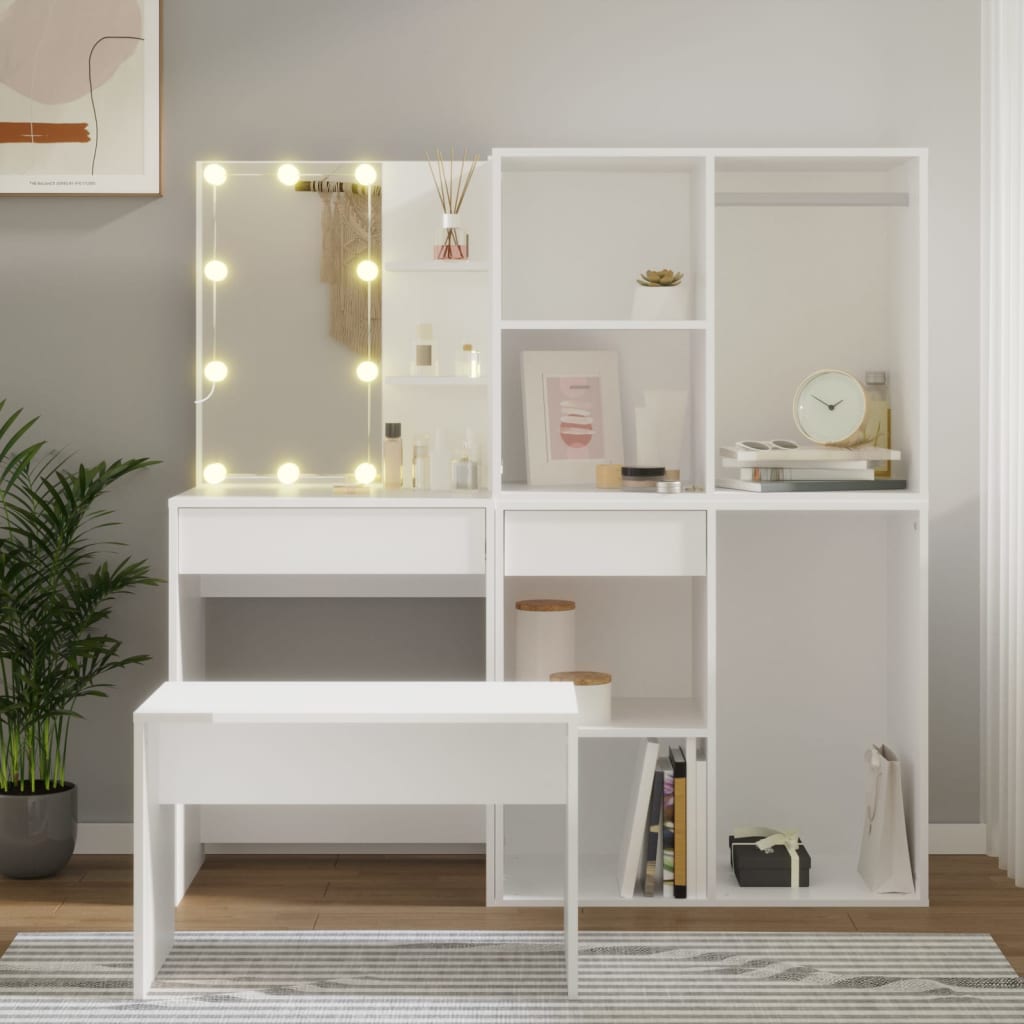 Schminktisch-Set Mit Led Sonoma-Eiche Holzwerkstoff