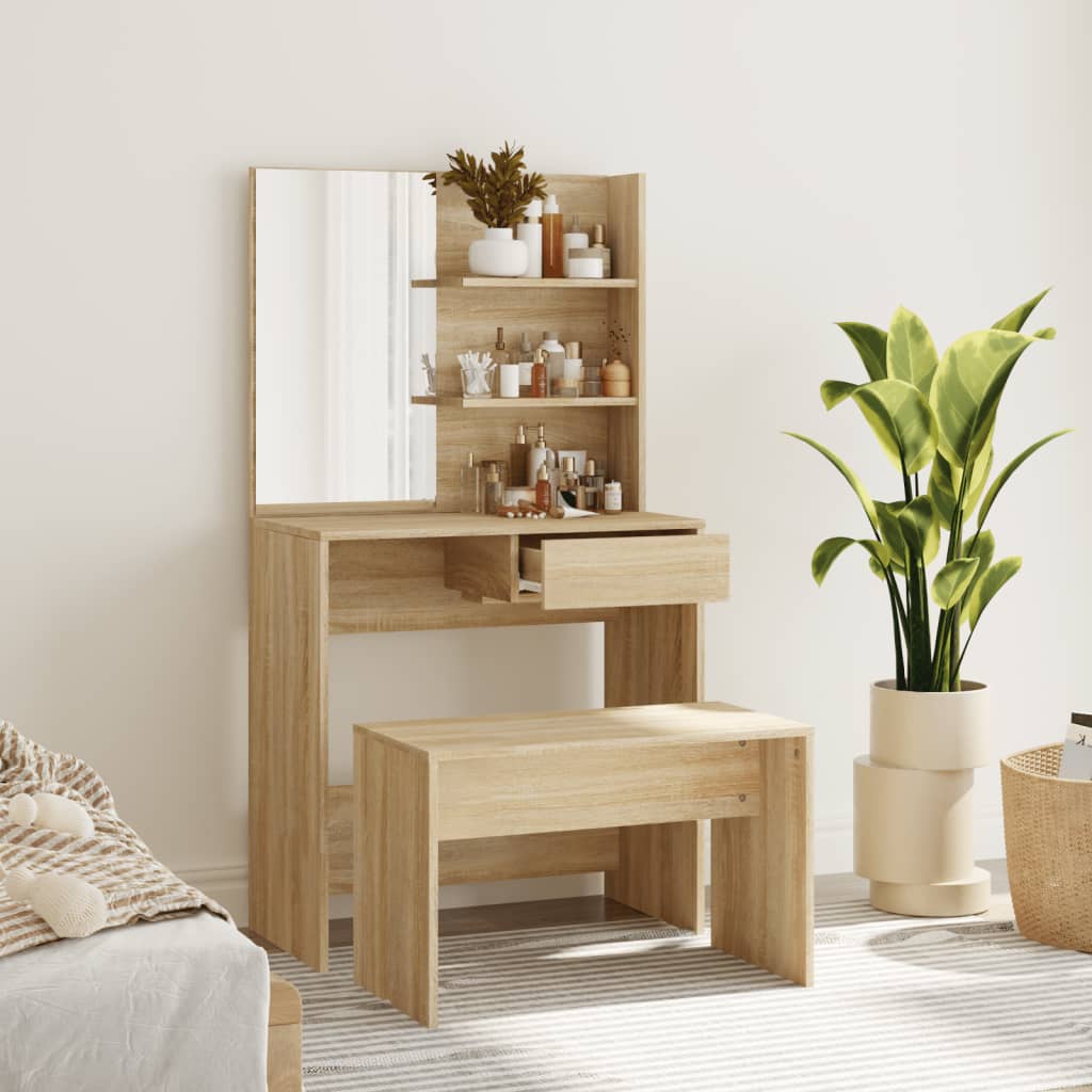 Schminktisch-Set Sonoma-Eiche 74,5X40X141 Cm