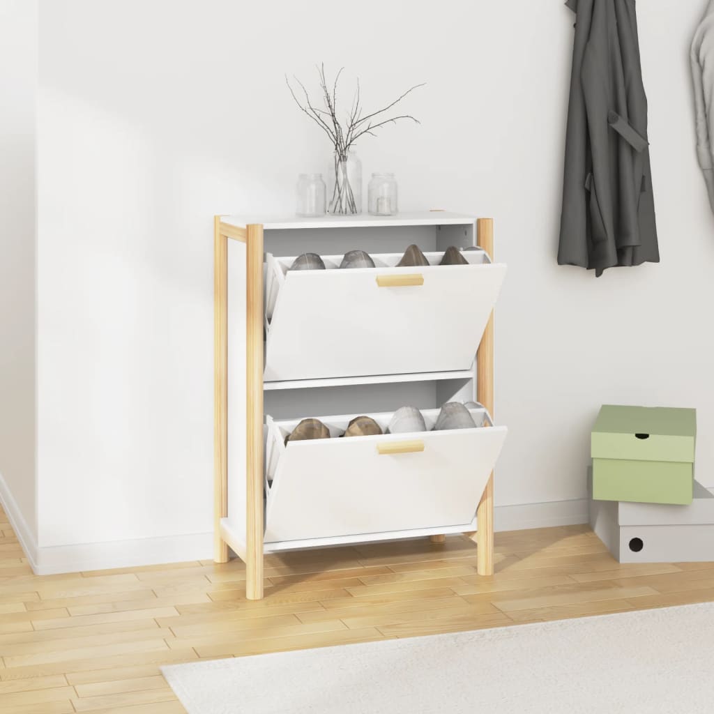 Schuhschrank 57,5X33X80 Cm Holzwerkstoff Weiß