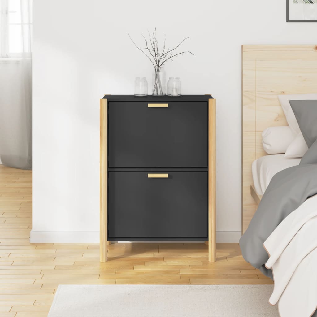 Schuhschrank 57,5X33X80 Cm Holzwerkstoff Schwarz