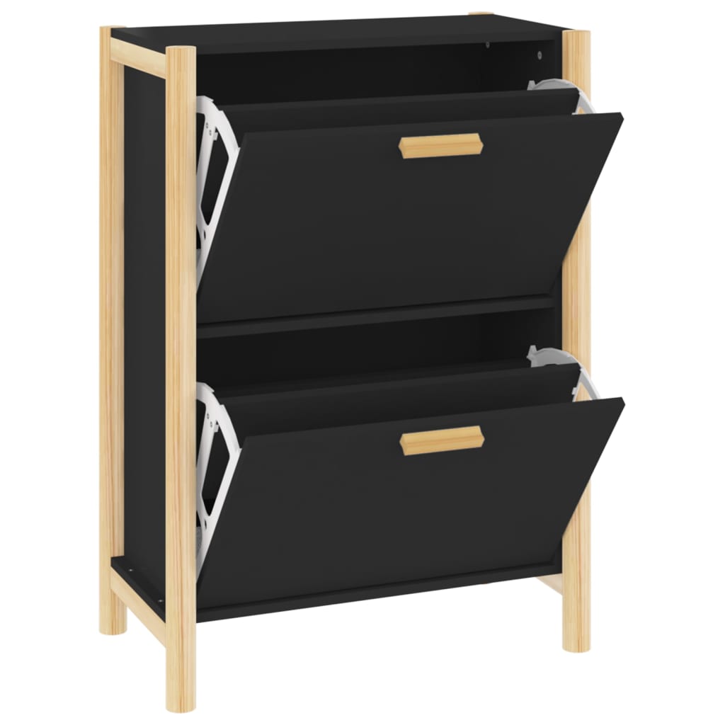 Schuhschrank 57,5X33X80 Cm Holzwerkstoff Schwarz