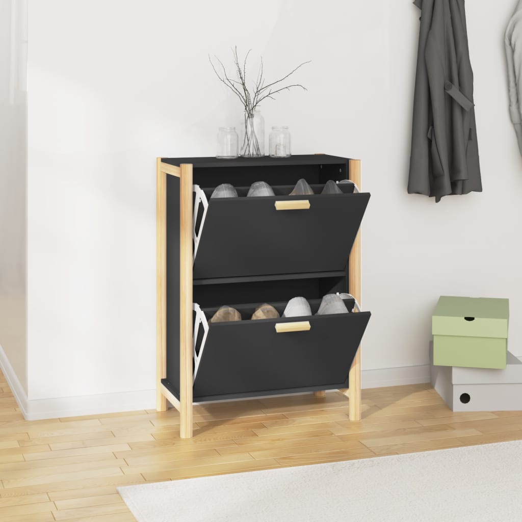 Schuhschrank 57,5X33X80 Cm Holzwerkstoff Schwarz