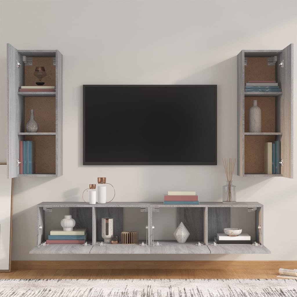 4-Tlg. Tv-Schrank-Set Holzwerkstoff