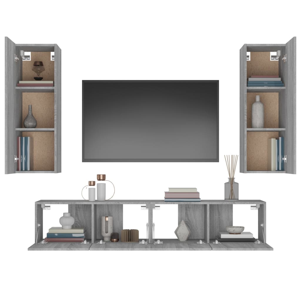 4-Tlg. Tv-Schrank-Set Holzwerkstoff