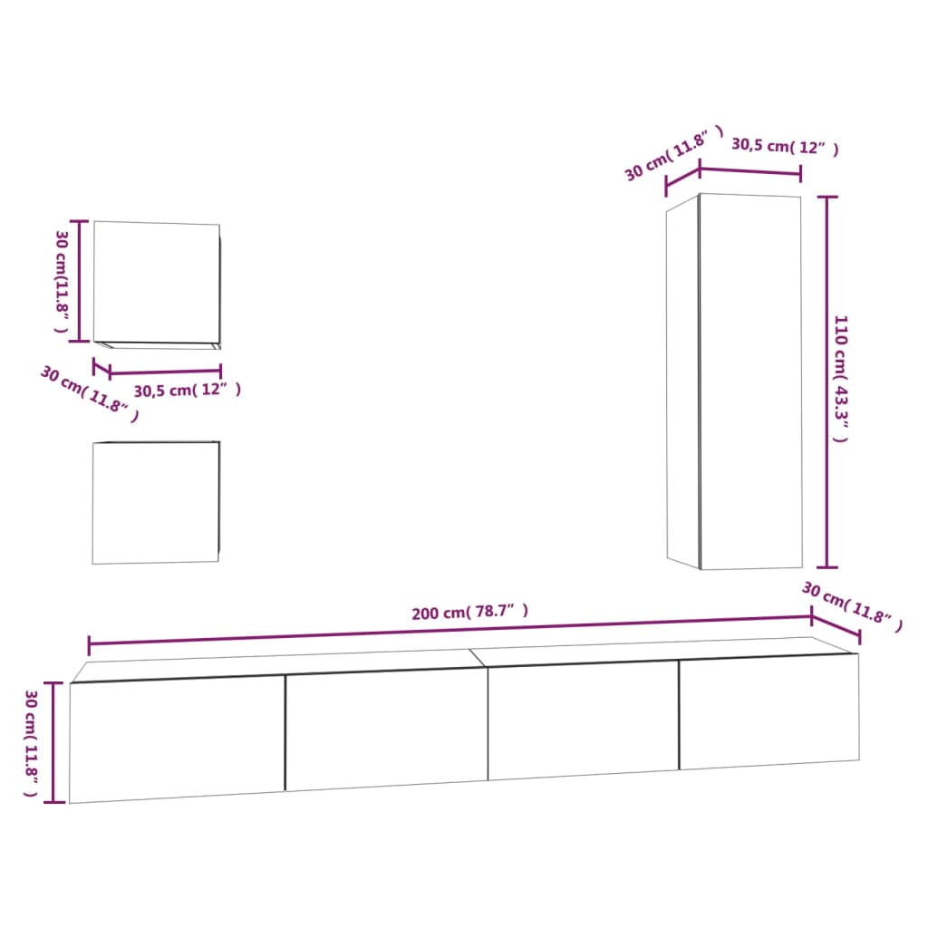 5-Tlg. Tv-Schrank-Set Holzwerkstoff