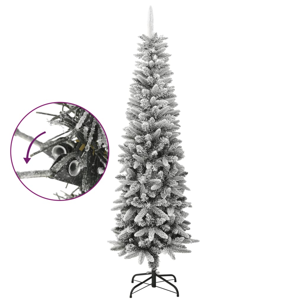 Künstlicher Weihnachtsbaum Schlank Mit Schnee 180 Cm Pvc & Pe