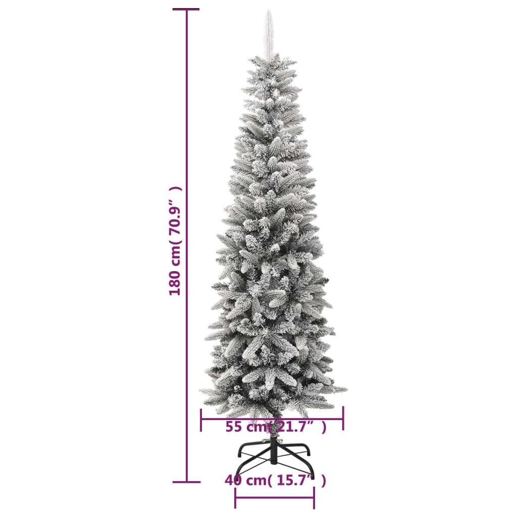 Künstlicher Weihnachtsbaum Schlank Mit Schnee 180 Cm Pvc & Pe