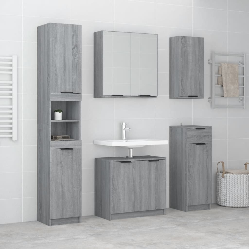 Badezimmermöbel-Set Mit Regal 5 Pcs Holzwerkstoff