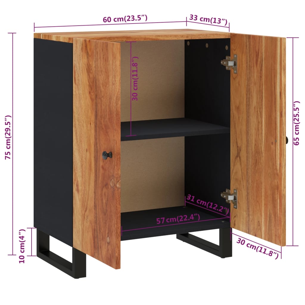 Sideboard 60X33X75 Cm Massivholz Akazie