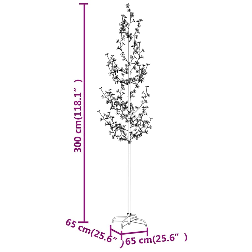 Led-Baum Mit Kirschblüten Warmweiß 368 Leds Weiß Und Blau
