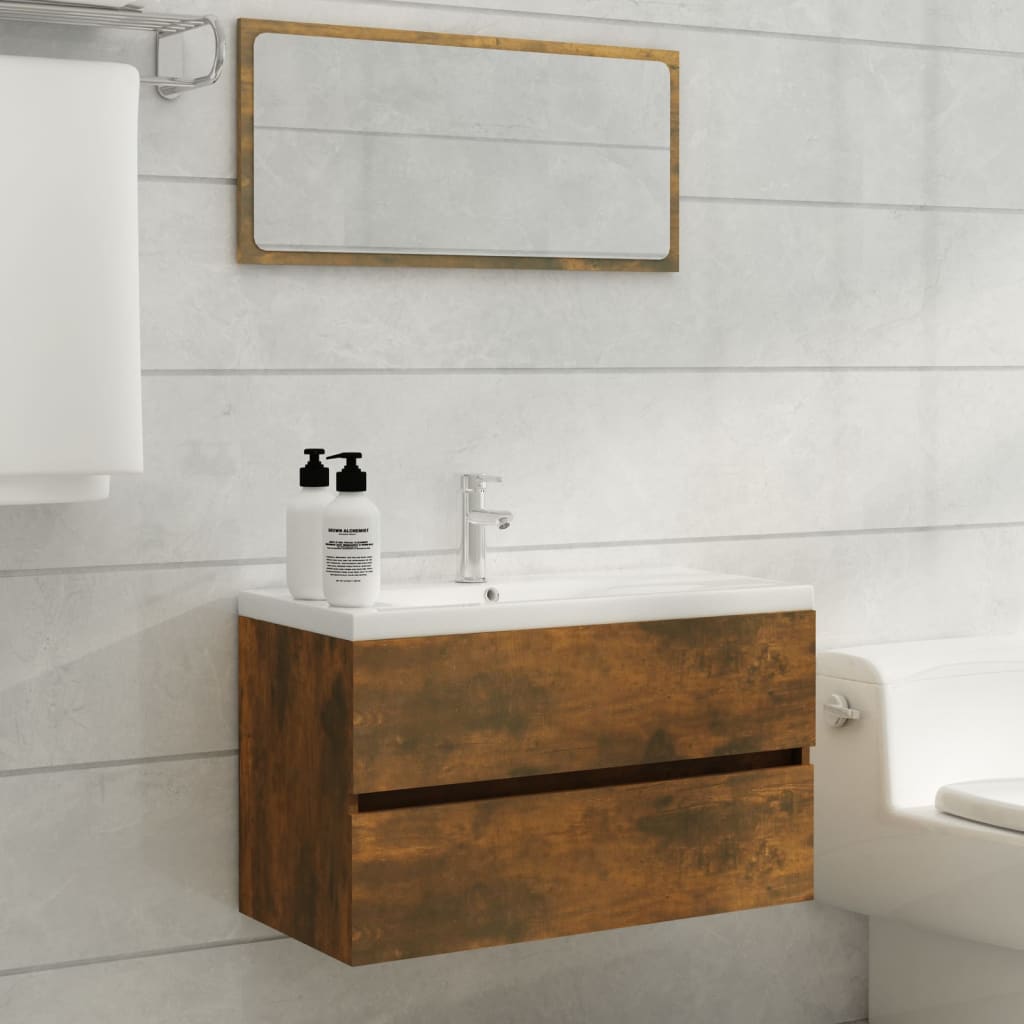 Waschbeckenunterschrank Mit Einbaubecken Und Wasserhahn
